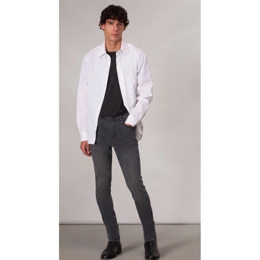 Rag Bone Fit 1‎ Skinny Fit Jeans Dark Gray Button Fly Men Size 32 Thrashed